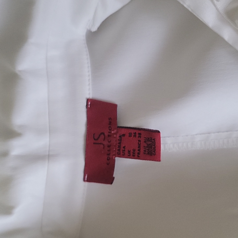 JS Collections White Ruffled Front Button-Down Blouse - Picture 8 of 8